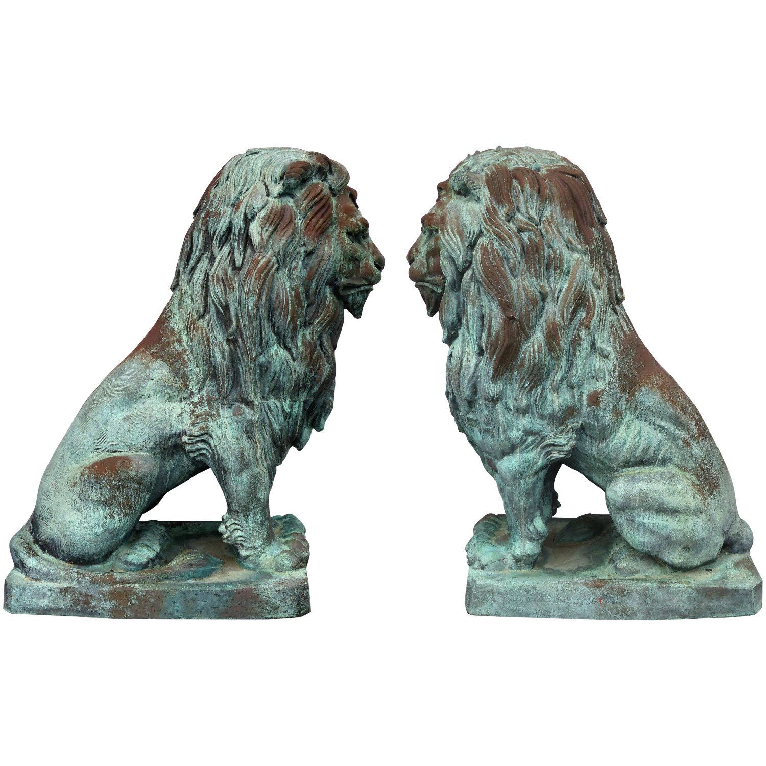 Pair of Monumental Bronze Lion Statues After A. Barye Modernism